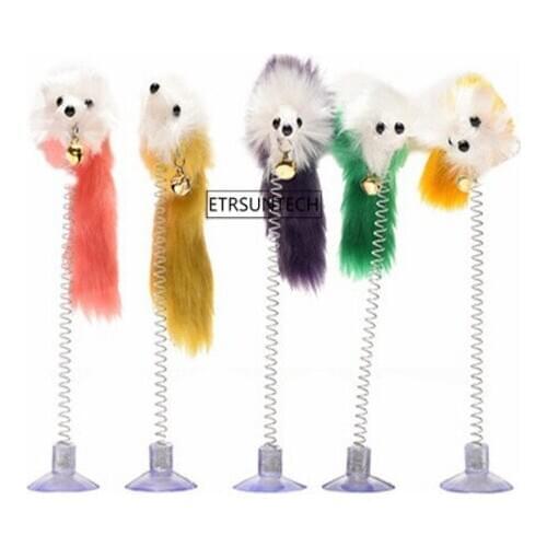 100pcs Pet Toy Soft Feather Sucker Spring Mouse Cat Toy Cat Interactive Toy Pet Cat Training Supplies