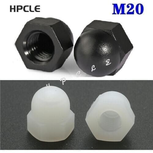100pcs /lot DIN1587 M20 PA66 Black Or White Nylon Nut Plastic Cap Nuts Decorative Acorn Nut