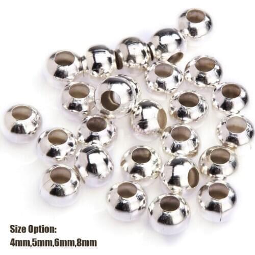 100pcs 4 5 6 8 mm Silver Gold Color Smooth Round Ball Metal Spacer Beads For Needlework For Jewelry Bracelet Diy Making I