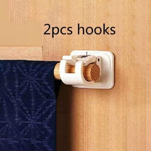 2PCS Curtain Hangers Wall Curtain Hanging Retaining Clips Bathroom Hooks Nail-free Adjustable Rod Bracket Curtain Holders