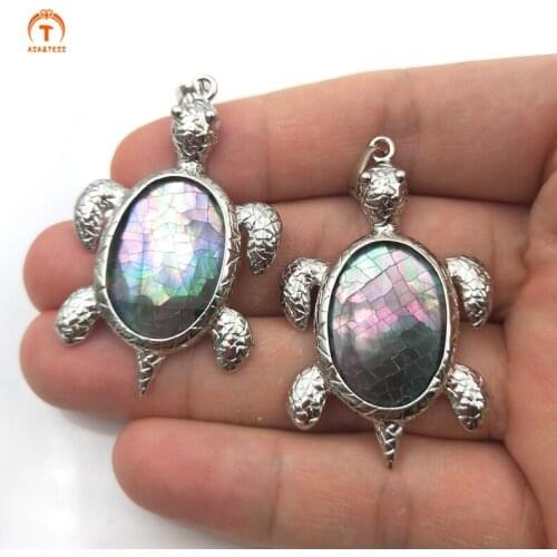 3Pcs Cute Tortoise Shape Shell Pendant Natural Abalone Shell For Necklace Jewelry Sea Shell Pendants For Women Friend Gift