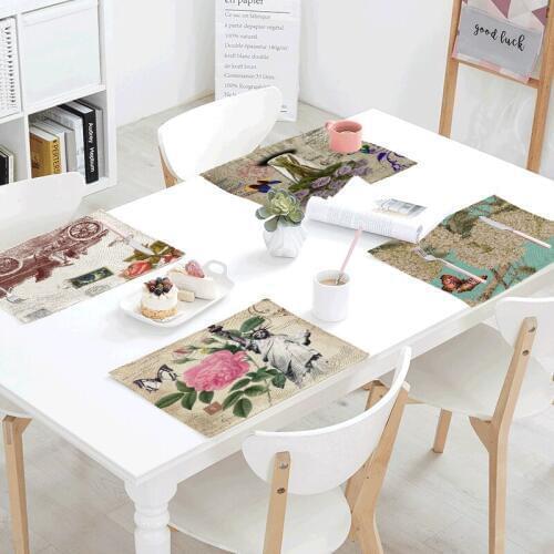 42*32cm Statue Of Liberty Kitchen Decor Banquet Dinner Tableware Napkin Summer Table Napkin With Vintage Pink Flower Hummingbird