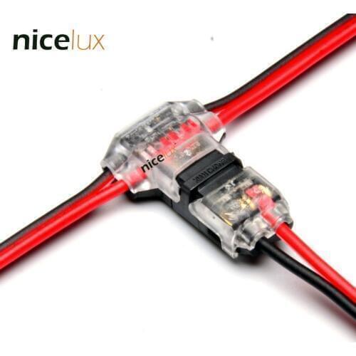 5pcs 2 Pin dc/ac 300v 10a 18-22awg no welding no screws Quick Connector cable clamp Terminal Block 2 Way Easy Fit for led strip