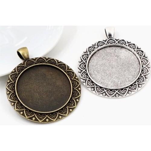 5pcs 30mm Inner Size Antique Silver Plated and Bronze Classic Style Cabochon Base Setting Charms Pendant
