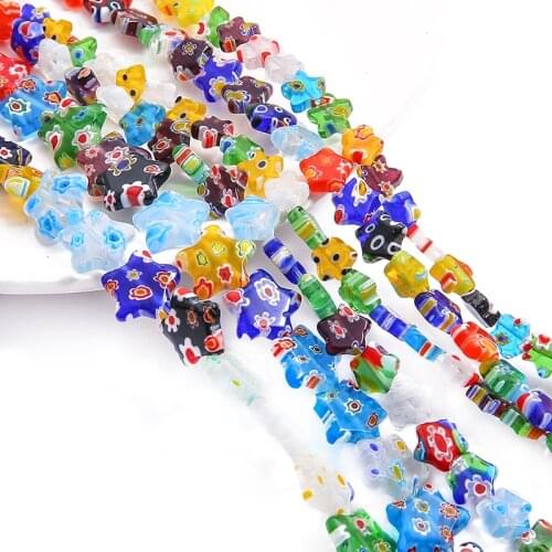 8/10/12mm Mixed Star Flower Patterns Millefiori Glass Lampwork Crafts Beads for Necklace Bracelet Earring Making DIY Jewelry