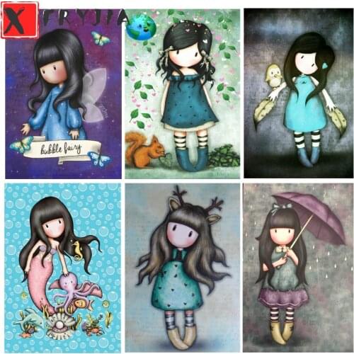 Diy diamond embroidery full square round drill 5d Cartoon girl pattern diamond painting Cross Stitch Rhinestone mosaic kids gift