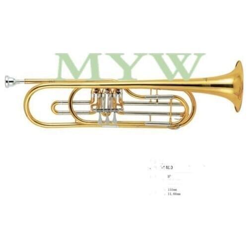 Bass trumpet outfit Bb key rotary key gold laquer bell155mm bore11.66mm case new