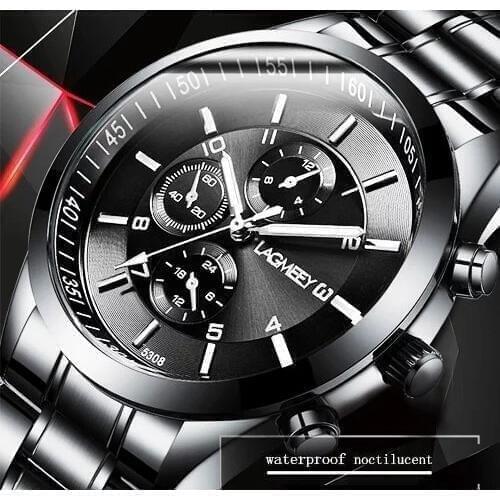 Men Watches Luxury Full Steel Watch Masculino Relogio Mens Sports Business Erkek Kol Saati Dress Wristwatch Chronograph Elegant