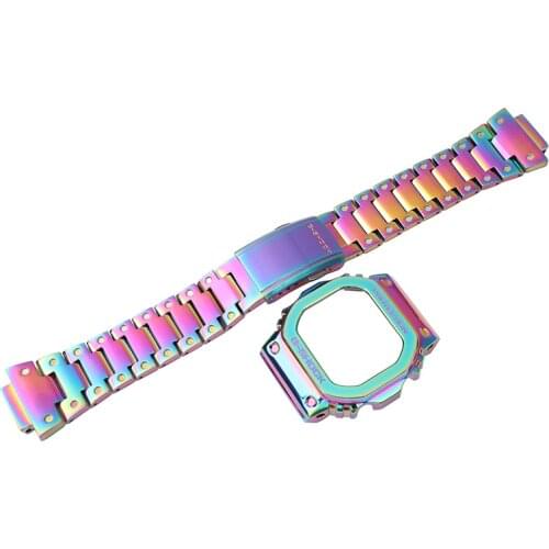 Color strap watch case mens watch accessories 316 stainless steel for Casio G-SHOCK DW5600GW5000DW5610 outdoor sports wristband