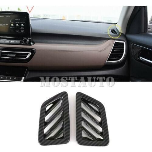 For Kia Seltos 2019-2020 ABS Carbon Fiber Interior Upper Air Vent Outlet Cover Trims 2pcs Car Accessories Interior Car Decor