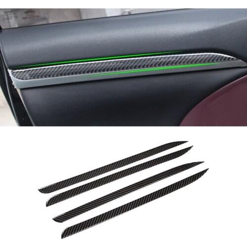 For Toyota Highlander 2015 2016 2017 2018 Car Carbon Fiber Interior Door Window Panel Cover Sliver Protective Trim