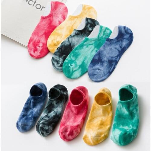 Breathable Cotton Socks for Women Men Tie-Dyed Low Cut Ankle Socks Unisex Anti Sweat Elastic Cotton Crew Socks Hosiery