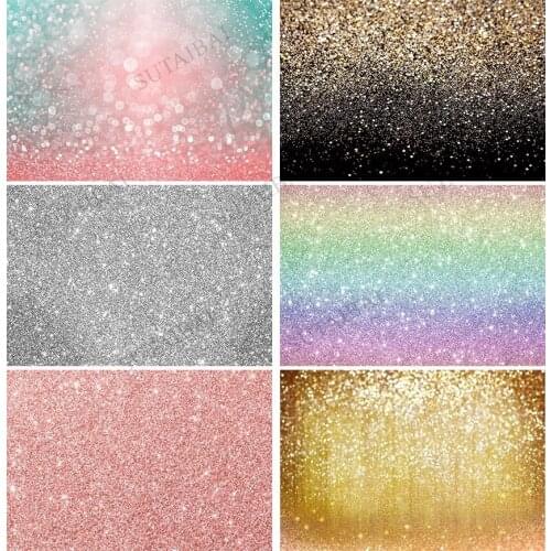 Happy Birthday Backdrop Golden Glitter Bokeh Sequin Shining Spots Photography Background for Graduation Bday Wedding Bridal Baby