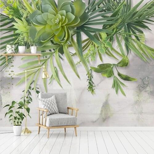 Custom Mural Wallpaper 3D Green Leaves Watercolor Plant Photo Wall Mural Living Room TV Sofa Bedroom Home Decor Fresco Wallpaper