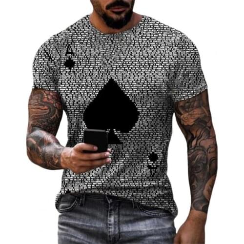 Summer Casual Men T-shirt Playing Card Print Quick Dry Summer Round Neck Short Sleeve Shirt for Male Men Tops 2021 New Fashion