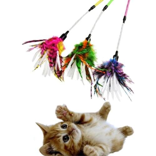 Cat Toy Colour Feather Stick Toy For Cats Kittens Interactive Cat Toy With Bell Pet Toys Cat Teaser Wand Play Game Pet Supplies