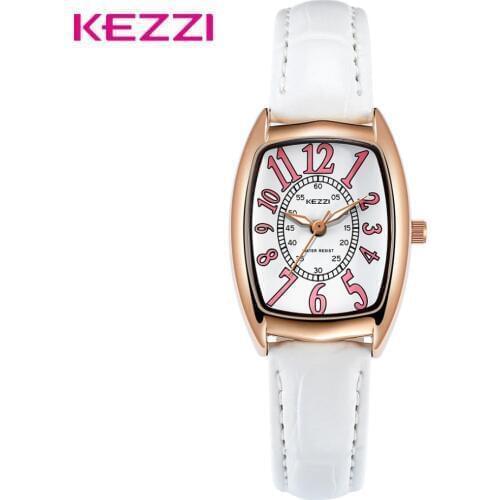 KEZZI Brand Classic Retro Woman Watch Tonneau Red Leather Quartz Watches Ladies Big Number Dial Wristwatch Relogio Feminino