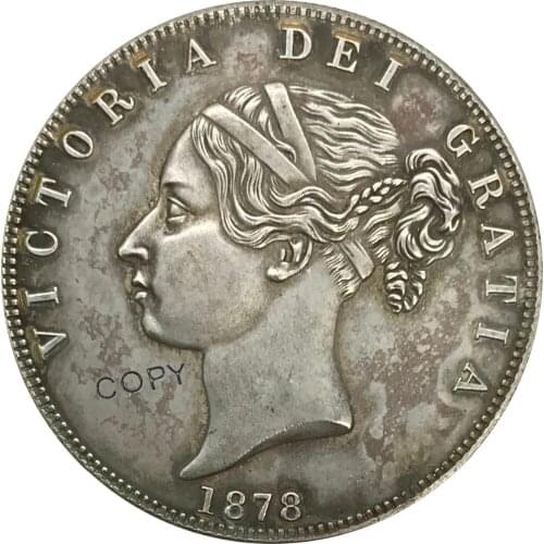 1878 United Kingdom 1/2 Crown Collectibles Cupronickel Plated Silver Copy Coin