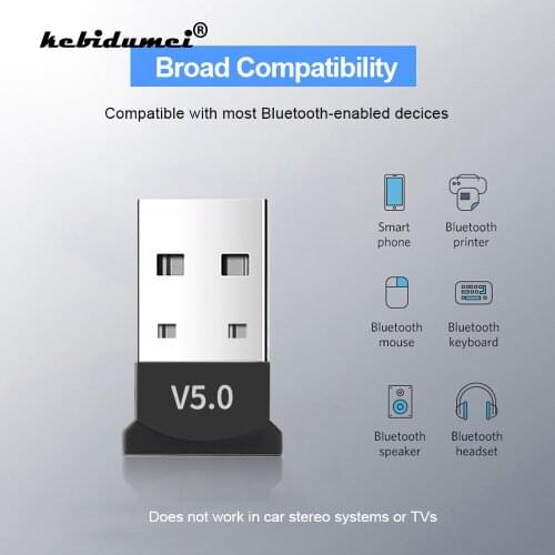 Kebidumei Mini USB Bluetooth Dongle Receiver Bluetooth 5.0 USB Adapter Receiver Wireless For Laptop Mouse Keyboard Accessories