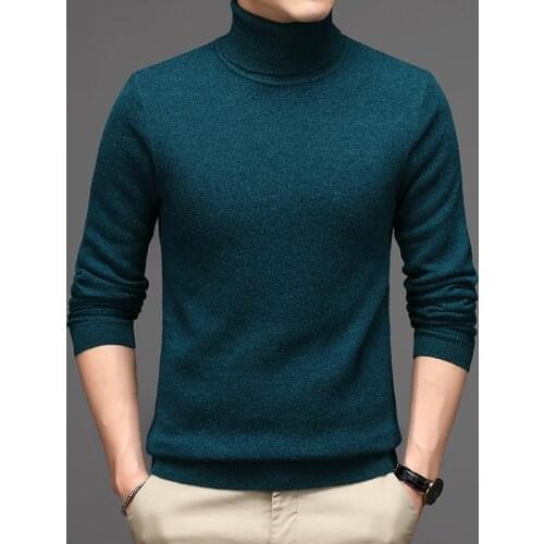 Man Thick Cashmere Sweater Winter Turtleneck 100% Merino Wool Sweater Male Slim Fit Warm Jumper Pullovers