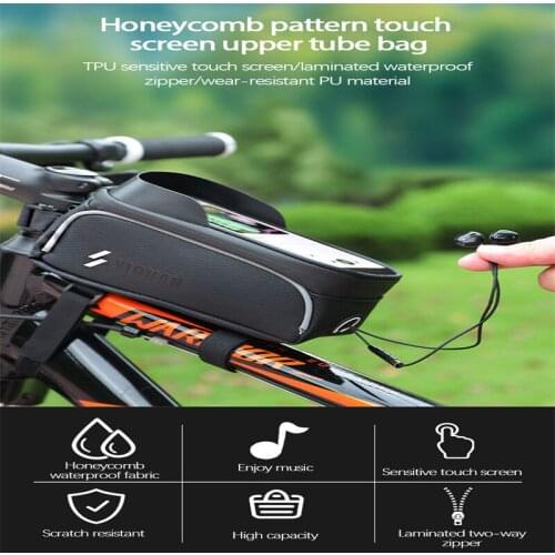 Bike Front Bag Mountain Bike Waterproof Touch Screen Front Beam Guarantee Mobile Phone Bag Earphone Bag Water Bottle Riding