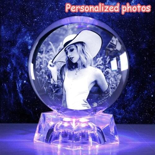 Custom photo for girlfriend personalized gift male wedding holiday mother baby birthday glowing crystal ball decoration ornament