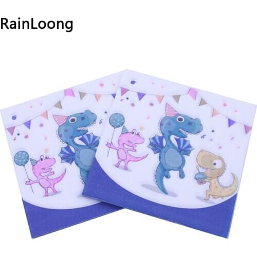 [RainLoong] Print Cartoon Crocodile Alligator Paper Napkins For Party Decoration Decoupage 33*33cm 1 pack (20pcs/pack)