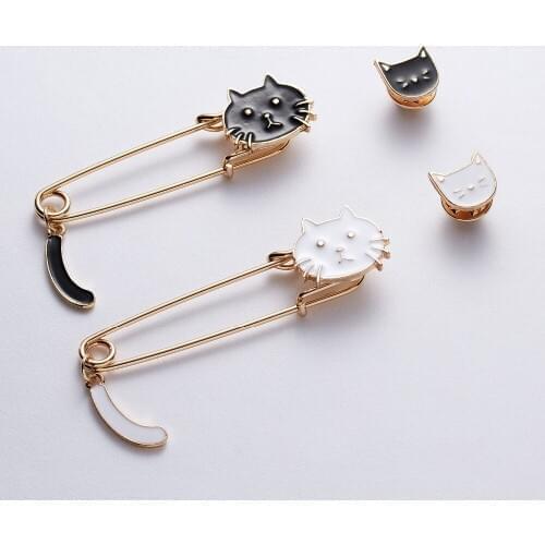 Rinhoo Lovely Kawaii Banana Cat Enamel Lapel Pins White Cat Cartoon Animal Brooches Enamel Badges Gifts for Friends Lapel Pins