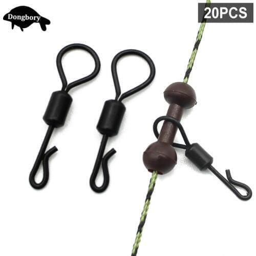 20Pcs Carp Fishing Accessories Quick Change Swivels Long Body Bigs Eye Rolling Swivel Carp Hair Rig Tackle Swing Snap Connectors