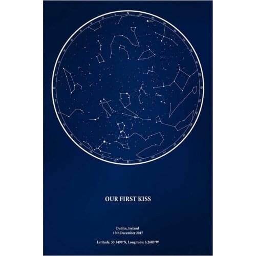 Personalised Star Sky Night Map Art Film Print Silk Poster Home Wall Decor 24x36inch