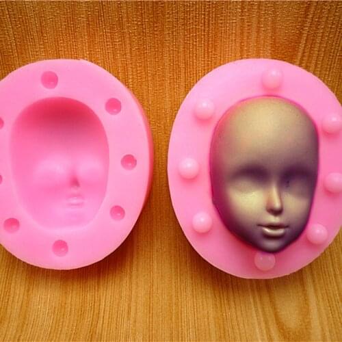 3D Doll Head Silicone Mold Cake Mold Chocolate Gypsum Candle Soap Candy Mold Kitchen Bake Free Shipping