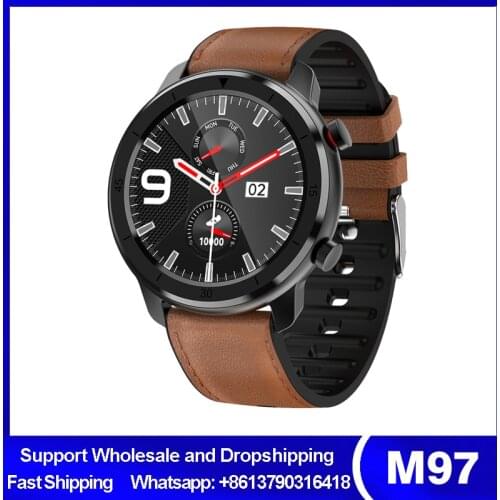 M97 Smartwatch 1.28inch Bluetooth Call Heart Rate Blood Pressure Monitoring Leather Strap Waterproof Smart Watch for M98 G30