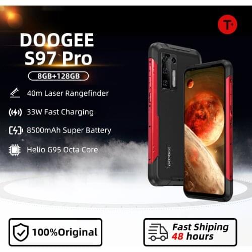 DOOGEE S97 Pro Rugged Phone 40m Laser Rangefinder 48MPQuadCamera MobilePhone Helio G95 Octa Core 8GB+128GB 8500mAh CellPhone NFC