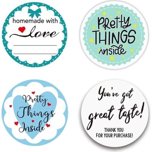 500 sheets/roll Pretty Things Inside Stickers You've Got Great Taste Handmade with Love Stickers Thanks Stickers for Customers
