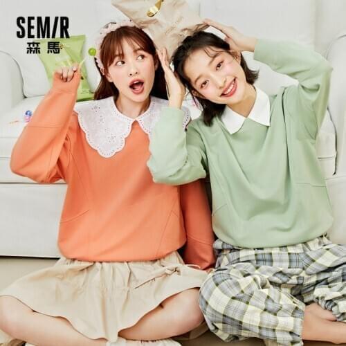 SEMIR Round Neck Hot-Selling Style Sweatshirt Women Open Line 2021 New Year New Women Solid Loose Korean Spring Coat