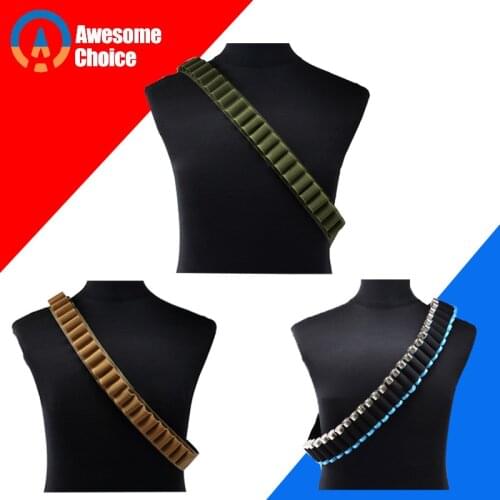 Tactical Shell Bandolier Belt Cross Chest Stap Lambo Gauge Ammo Holder 27 Rounds Gun Bullet Belt Pouch Cartridge for Hunting
