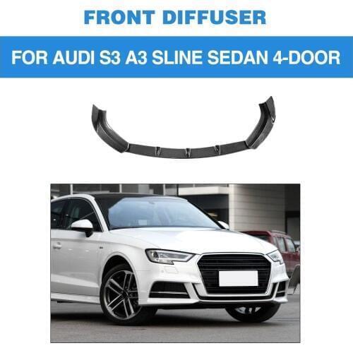 Carbon Fiber Front Bumper Lip Spoiler for Audi S3 A3 SLINE Base Prestige Progressiv Premium Plus Sedan 4-Door 2017 - 2019