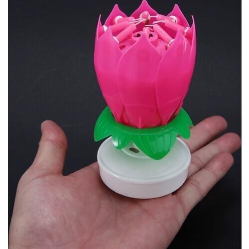 Magic Birthday Lotus Flower Candle Decor Blossom Musical Rotating Creative Cake Decor For DIY Cake Kids Gift Wedding Party