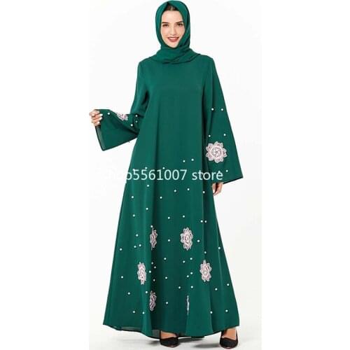 Green Abaya Dubai Islamic Hijab Muslim Dress Kaftan Women Turkish Dresses Caftan Grote Maten Dames Kleding Baju Muslim Wanita