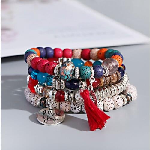 DOUVEI 4pcs/set Natural Stone Metal Beads Healing Balance Bracelets & Bangles Jewelry For Women Gift Parure Bijoux Femme