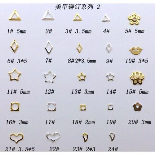 200pcs/pack Japan Korea Nail Art Alloy Rivets Studs Hollow Heart Diamond Flower Metal Jewellry Accessories for Women Nail DIY