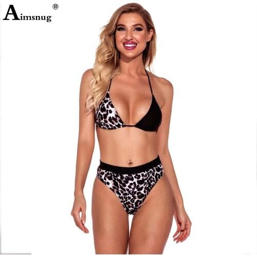 Women Bikini Set Two Pieces Swimwear Western Style 2021 Patchwork Leopard Swimsuits Push Up 2PCS Outfits Sexy Femme Clothing