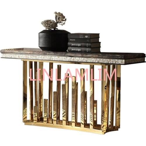 Natural marble Stainless steel Coffee Table Living Room eat edge ark minimalist modern rectangle mesas de centro table basse