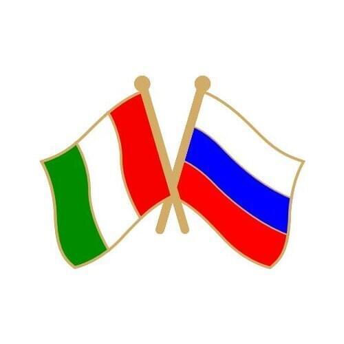 Italy Russia Friendship flag badge