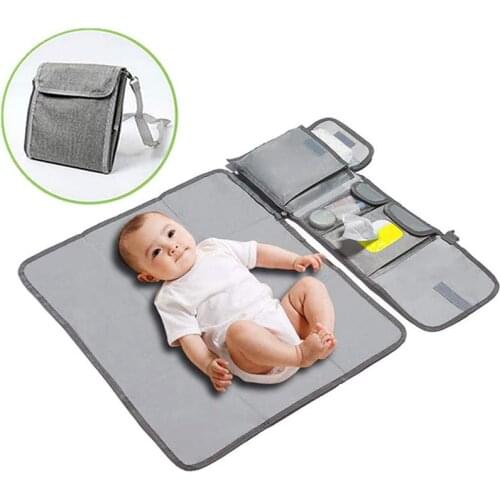 1pcs Portable Diaper Changing Pad Multi-Pockets Diaper Changing Mat Waterproof Baby Diaper Changing Mat Portable Changing Pad