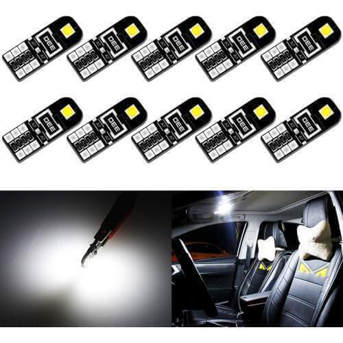 10pcs T10 led light W5W led Canbus Bulbs 194 168 Error Free car Interior Dome Light Parking Lights Trunk Lamps for car White 12V