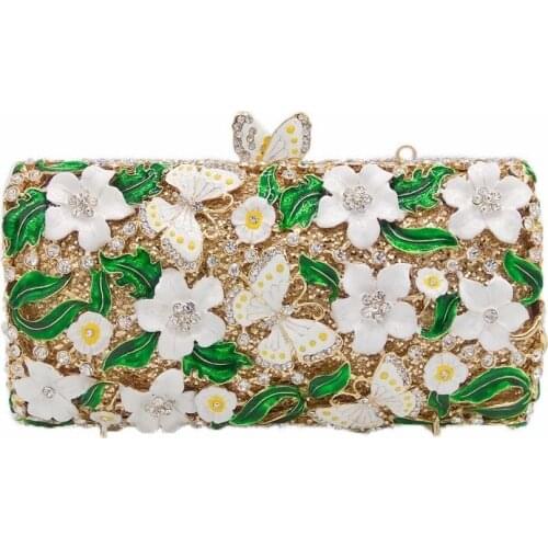 18x11CM Evening Bag Oiled Flower Butterfly Clutch Bag Banquet Bag Party Evening Bag a6623