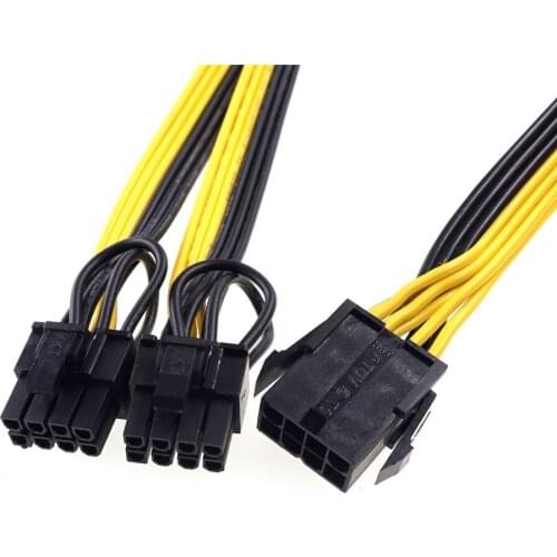 CPU interface 8 pin Female to dual PCI-E PCI Express 8 Pin ( 6+2 ) Male power cable 18AWG wire for graphics card BTC Miner 20cm