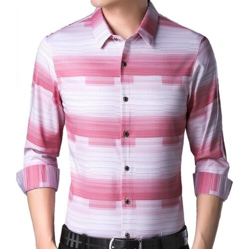 2021 Brand Casual Spring Luxury Striped Long Sleeve Slim Fit Men Shirt Streetwear Social Dress Shirts Mens Fashions Jersey 2308