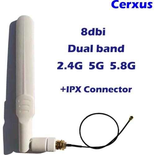 8dBi WiFi SMA Antenna 2.4GHz 5GHz 5.8GHz Dual Band 20cm U.FL/IPEX toSMA Pigtail Cable for Mini PCIe Card Wireless Repeater, FPV